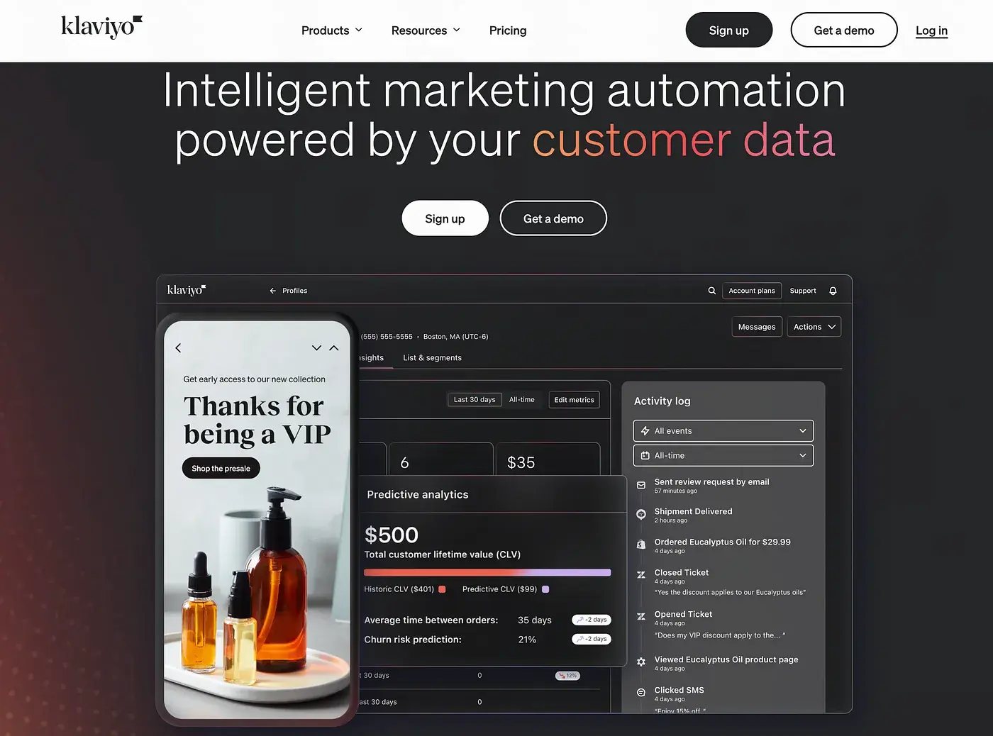 Klaviyo email marketing platform dashboard displaying analytics and campaign management tools